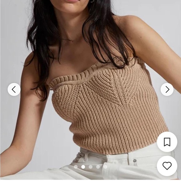 & Other Stories Tops - & Other Stories Tan Knit Strapless Top